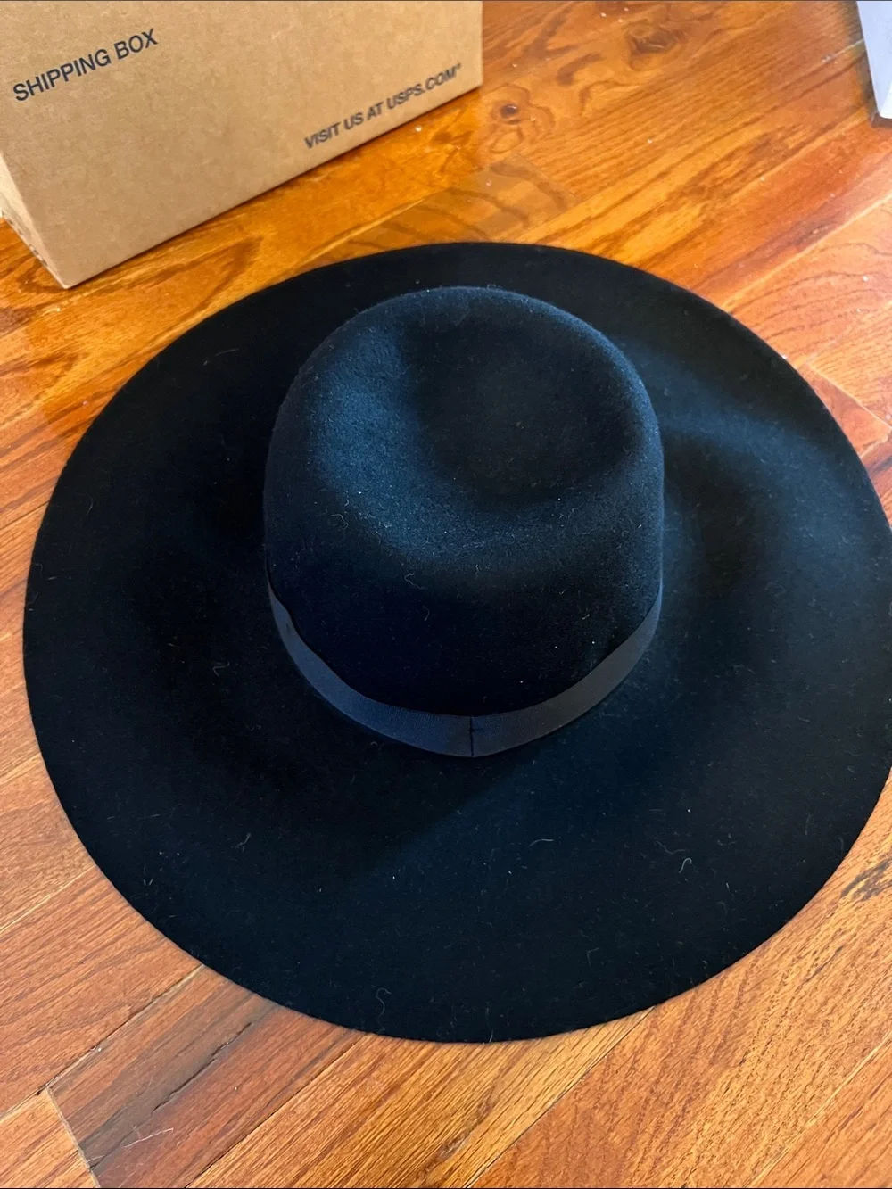 Wide Brim Black Felt Hat